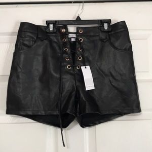 Leather black shorts